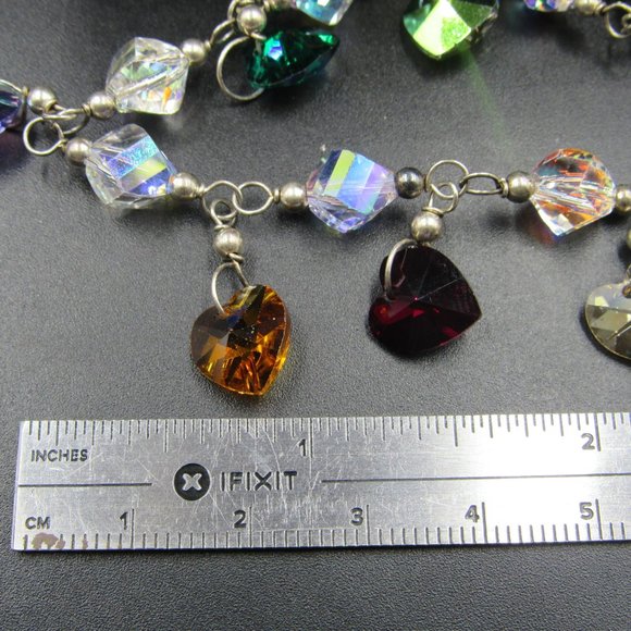 7.5" Sterling Colorful Heart Crystal Bracelet - Picture 4 of 5
